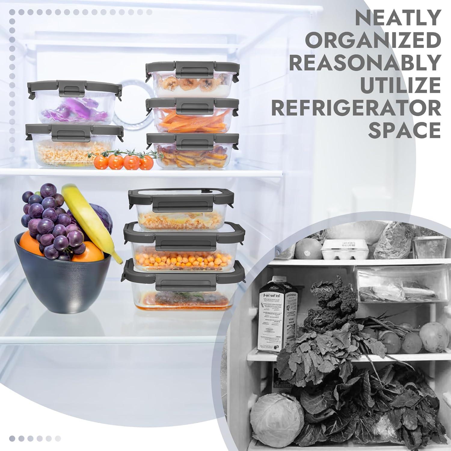 image15Pack Glass Food Storage Containers with Tempered Lids Borosilicate Airtight OvenSafe 4F950F BPAFree 44 amp 16 Cup LeakProof Dishwasher Safe