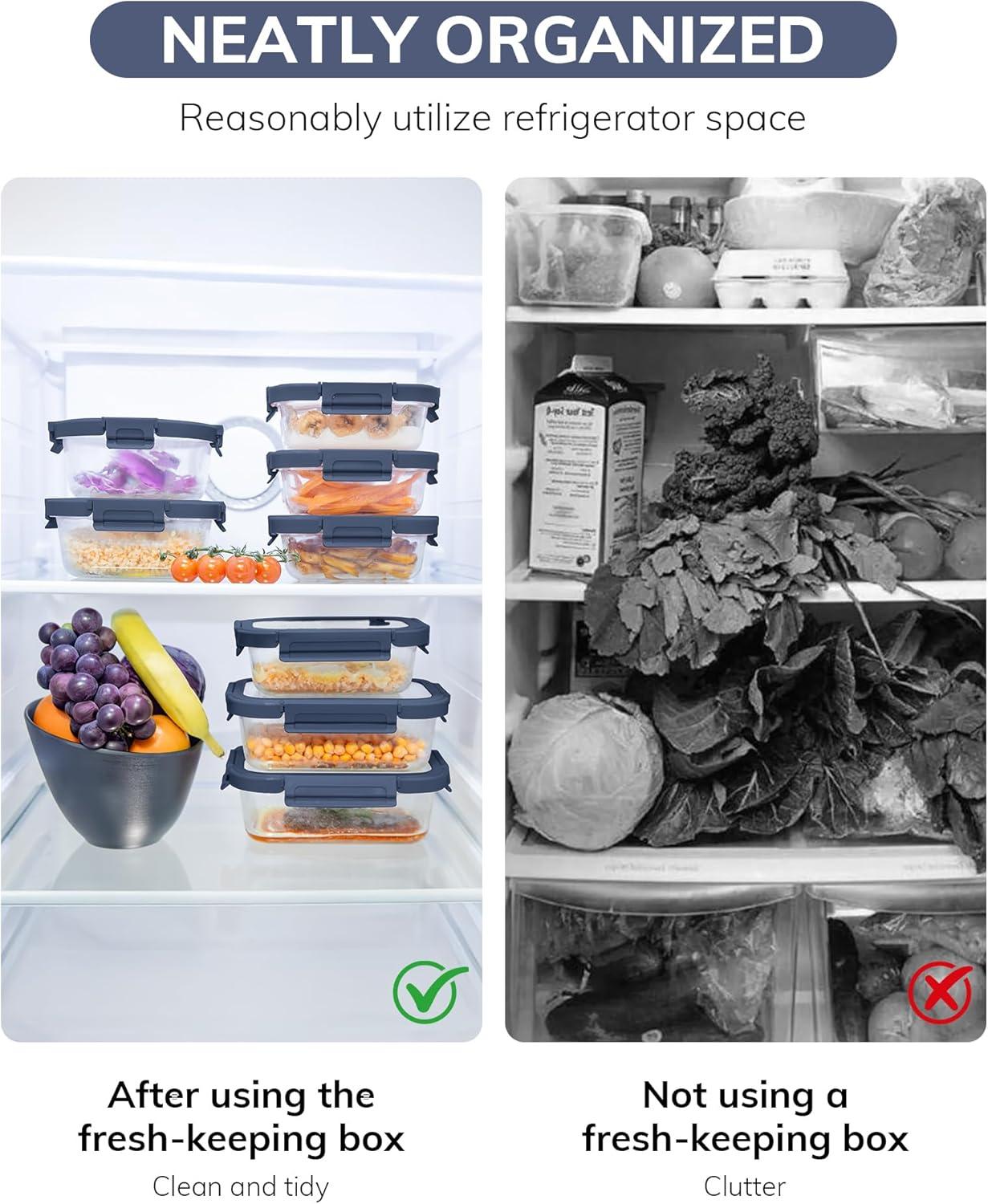 image5Pack Borosilicate Glass Containers with Tempered Lids 352oz44 Cup Airtight Meal Prep Set MicrowaveFreezer Safe BlueTempered Lids Blue