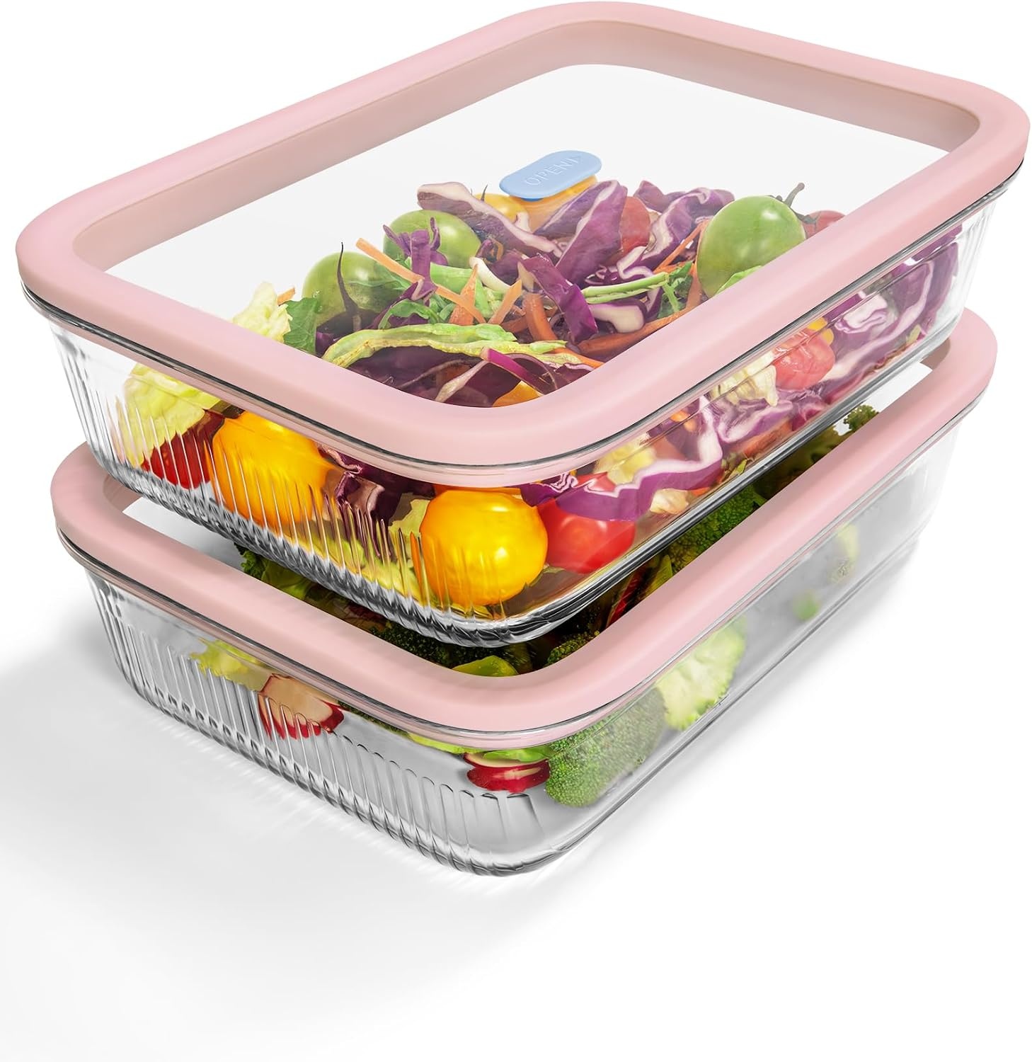 image:image4Pack Glass Food Storage Containers with Tempered Glass Lids 46 Cup 372oz Airtight Oven amp Microwave Safe 4F950F Leakproof Meal Prep amp Lunch ContainersPink