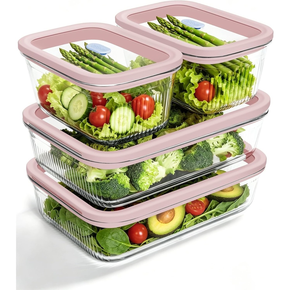 image:image1Pack Glass Food Storage Containers with Tempered Lids 57Cup Borosilicate Glass Meal Prep Containers Airtight amp OvenSafe 4F950F BPAFree Light bluePink