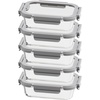 5-Pack 4.4 Cup Glass Food Storage Containers, Tempered Glass Lids & Oven Safe(Gray)
