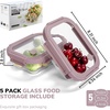 15-Pack Glass Food Storage Containers with Tempered Lids – Borosilicate, Airtight, Oven-Safe (-4°F~950°F), BPA-Free, 4.4 & 1.6 Cup, Leak-Proof, Dishwasher Safe （Pink&Gray）