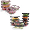 15-Pack Glass Food Storage Containers with Tempered Lids – Borosilicate, Airtight, Oven-Safe (-4°F~950°F), BPA-Free, 4.4 & 1.6 Cup, Leak-Proof, Dishwasher Safe （Pink&Gray）