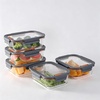 5-Pack Borosilicate Glass Food Storage Containers, Glass Lids，4.4cup(Gray)
