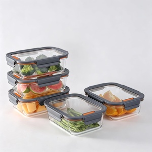 5-Pack Borosilicate Glass Food Storage Containers, Glass Lids，4.4cup(Gray)